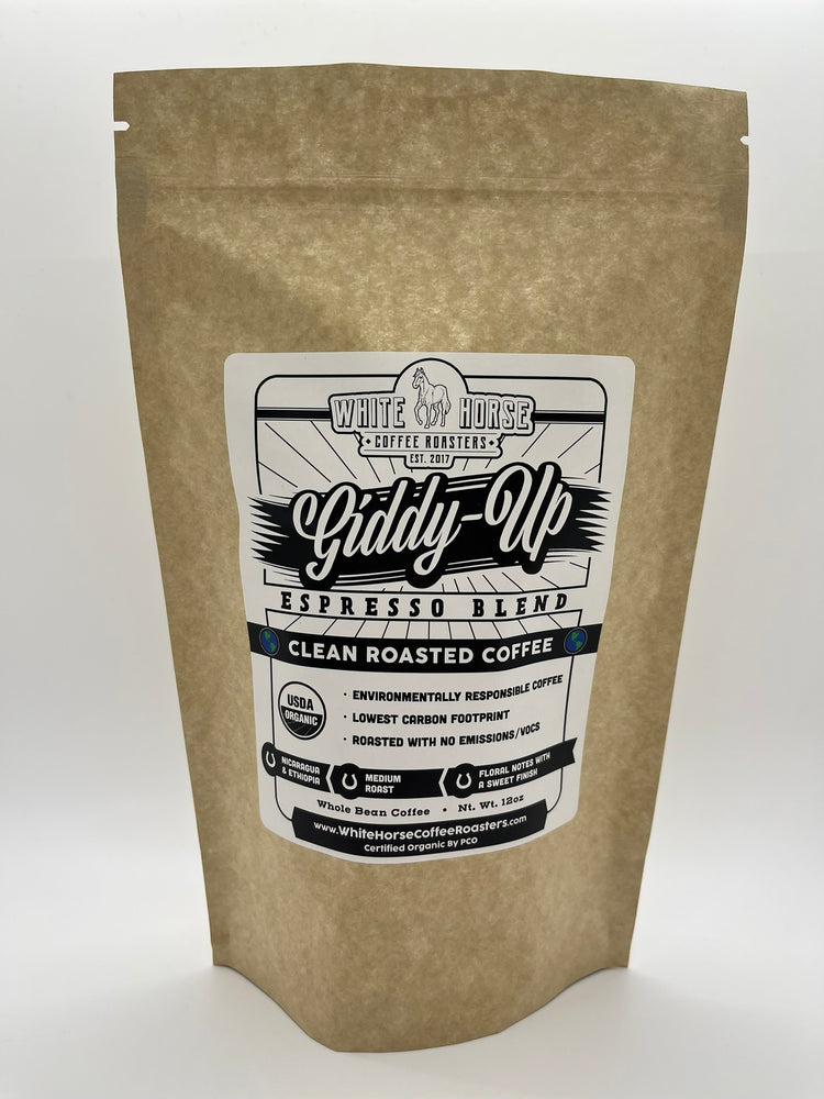 
                  
                    Giddy Up Espresso Blend Gourmet - Indulge in the luxury of coffee cafe franchise quality with each sip, brought to you by White Horse Coffee Roasters.
                  
                