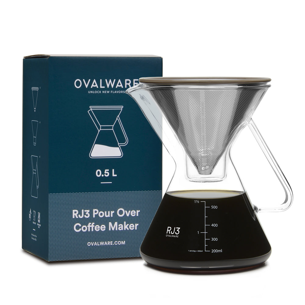 Ovalware Pour Over Coffee Maker with Filter Premium Drinkware - Experience top coffee franchise quality with every brew, presented by White Horse Coffee Roasters.