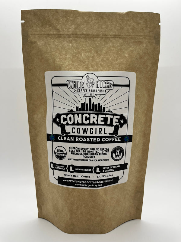Concrete Cowgirl Roast Wholesale-Concrete Cowgirl Roast Organic Coffee | White Horse Coffee Roasters | Small Batch, Clean Roasted, Fair Trade Coffee