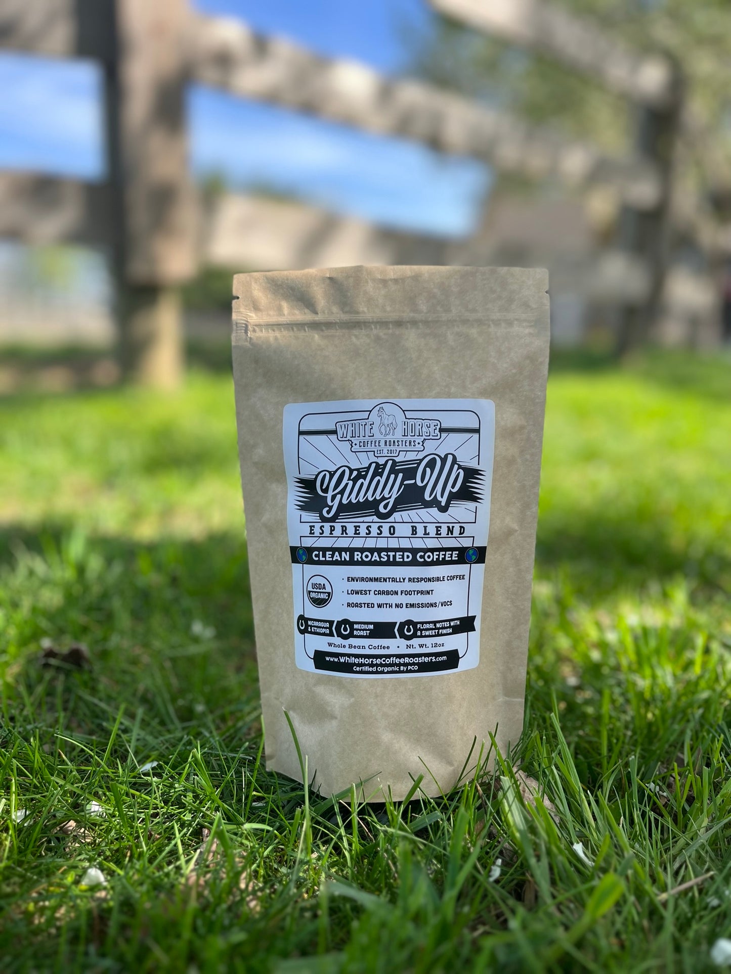 
                  
                    Giddy Up Espresso Blend Artisan - Savor the craft of coffee stand franchise expertise with our select beans, curated by White Horse Coffee Roasters.
                  
                