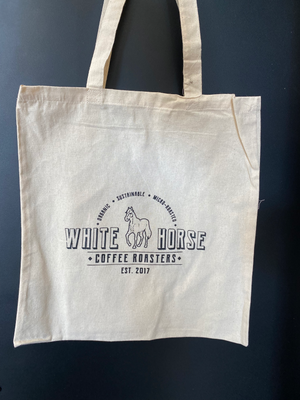 White Horse Tote Bag-Concrete Cowgirl Roast Organic Coffee | White Horse Coffee Roasters | Small Batch, Clean Roasted, Fair Trade Coffee