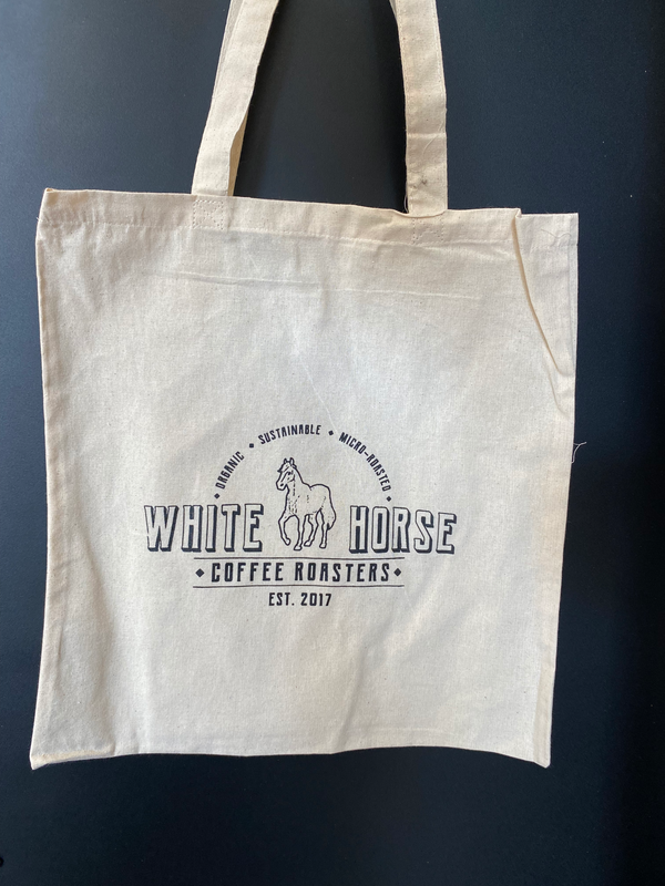 White Horse Tote Bag-Concrete Cowgirl Roast Organic Coffee | White Horse Coffee Roasters | Small Batch, Clean Roasted, Fair Trade Coffee