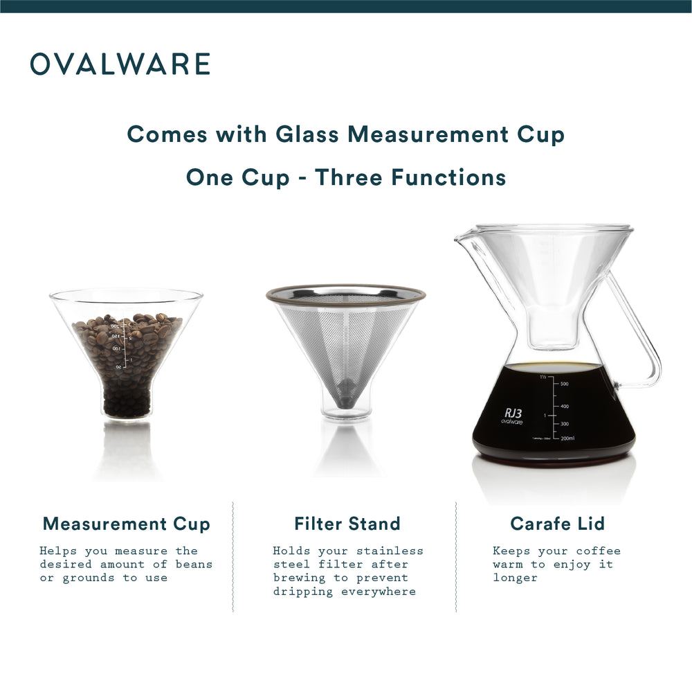 
                  
                    Ovalware Pour Over Coffee Maker with Filter Artisan Drinkware - Every cup feels like the best coffee shop franchise with equipment from White Horse Coffee Roasters.
                  
                